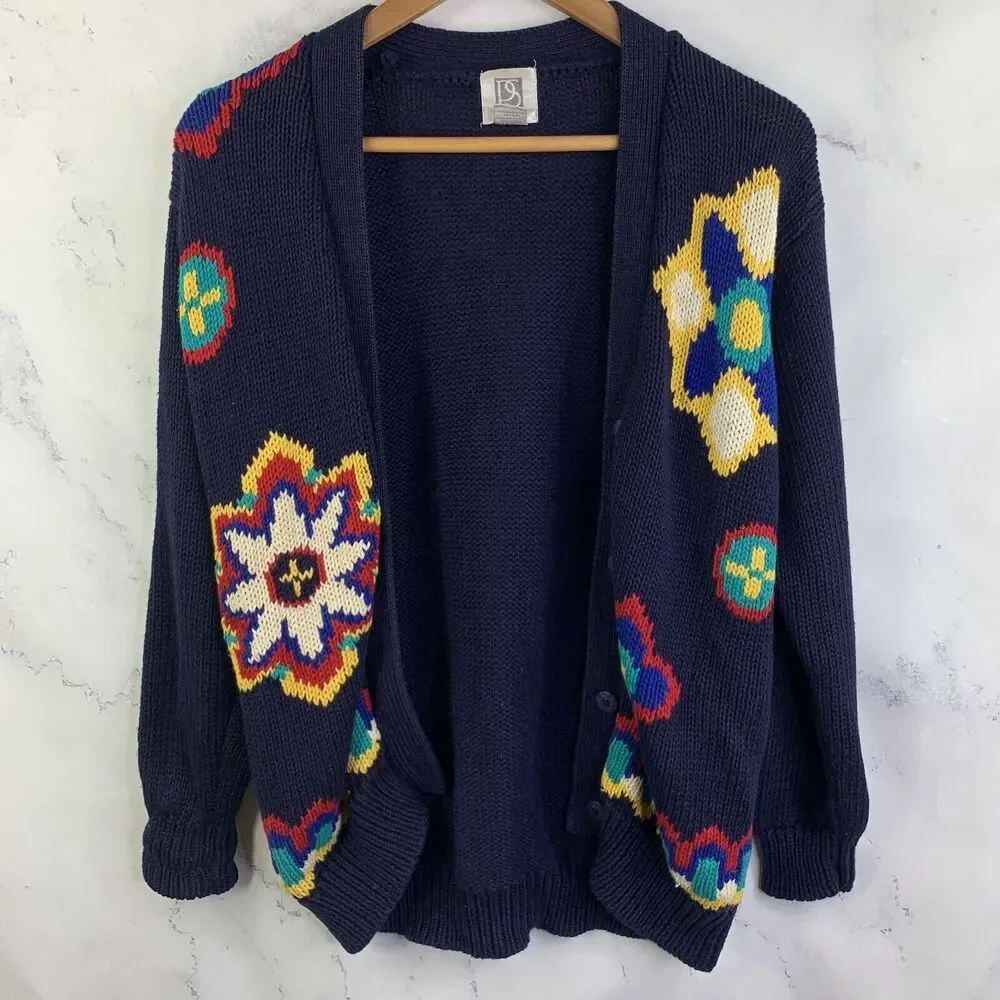 Vintage 90s Grandma Sweater Cardigan Women's sz S Small Knit Retro Cottagecore - Picture 4 of 16